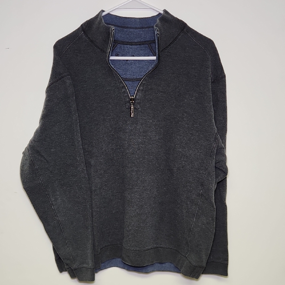 Tommy Bahama Reversible Quarter Zip Pullover – Men’s Gray/Blue Sweater